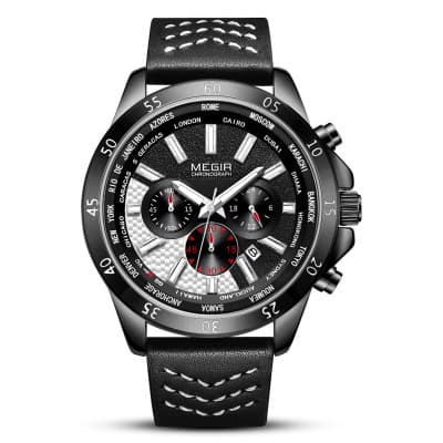 Wahrer Dreiauge Multi-Funktion Großes Zifferblatt Mode Uhr