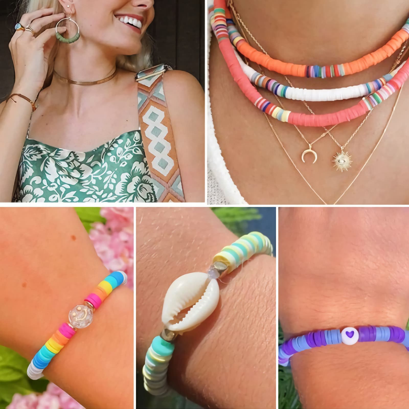 Circa 6113pcs Kit di Perle di Argilla Heishi Piatto per fare Braccialetti Collana Orecchini