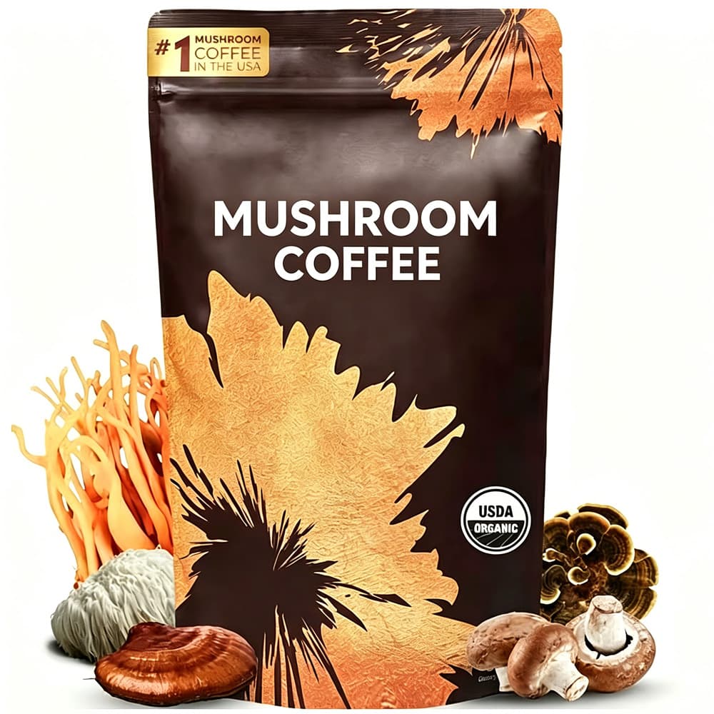 Organischer Pilz-Instants-Kaffee, 6 adaptogene Pilze, mittlere Röstung, 30 Portionen