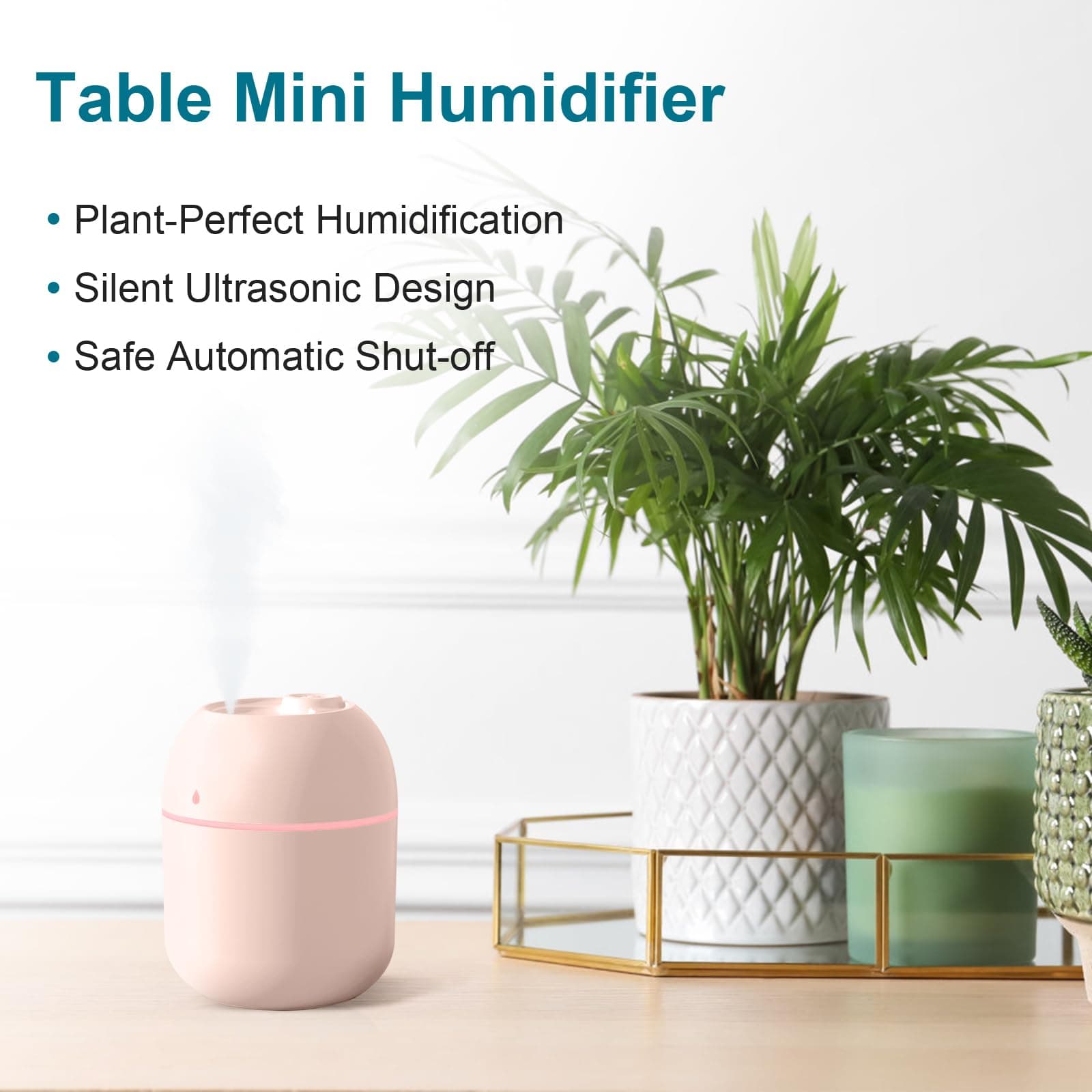 Humidificateur portable Mini 220 ml - Petit humidificateur à brouillard frais USB pour usage personnel, bureau, chambre, voyage, bureau à domicile