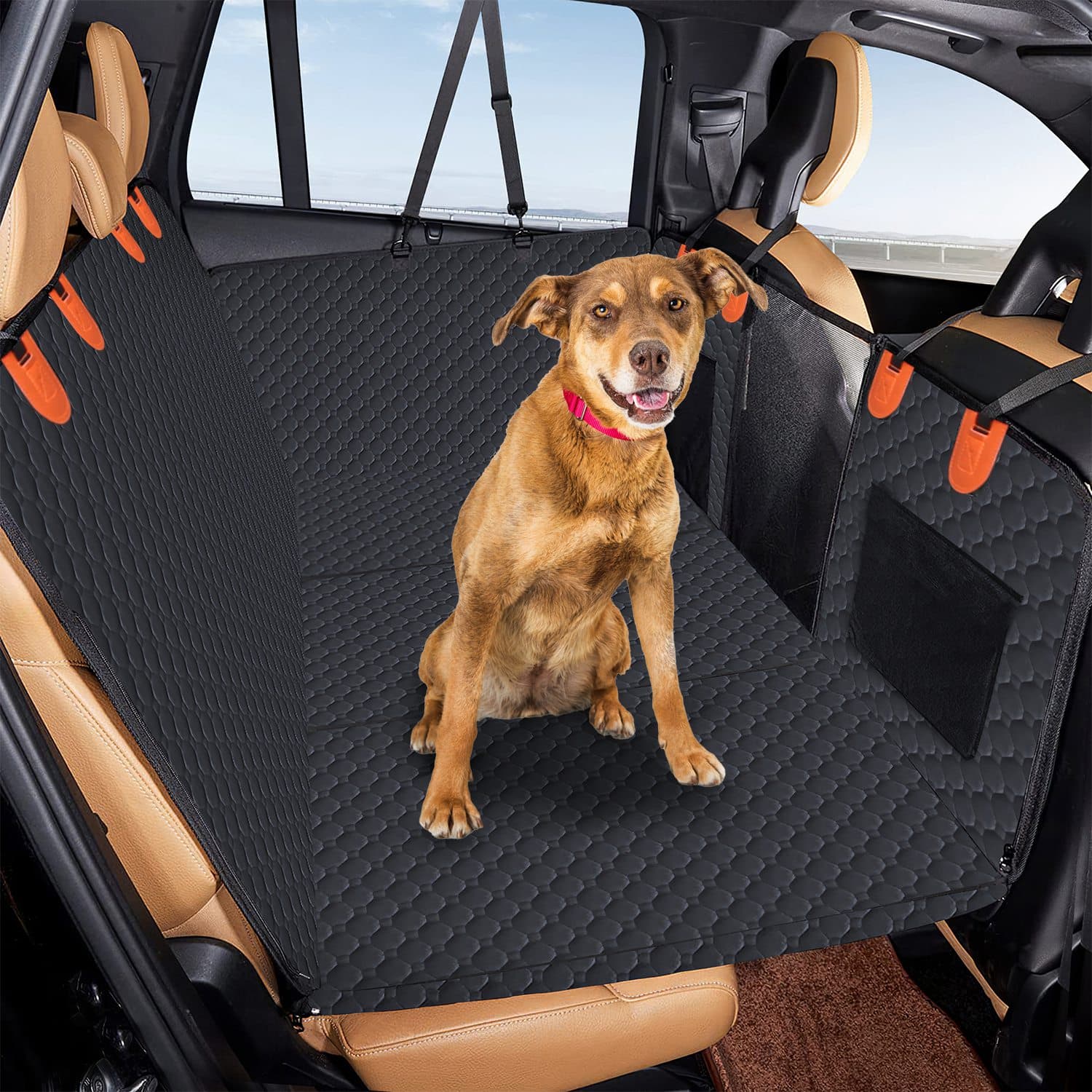 Wasserdichte Auto-Sitzdecke für Hunde mit Netzfenster