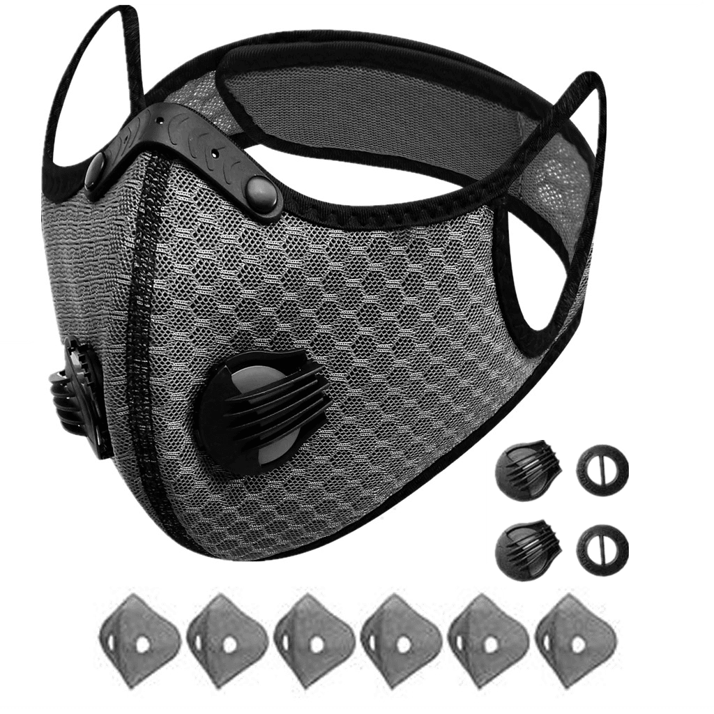 Sportliche Radsport-Atemmaske mit Aktivkohlefilter & Ventilen