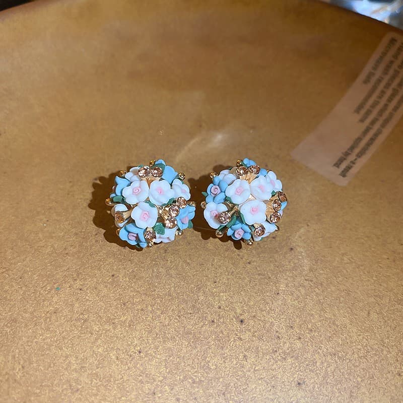 Silver Needle Niche Fashion Earrings - Versatile Flower Geometric Rhinestone