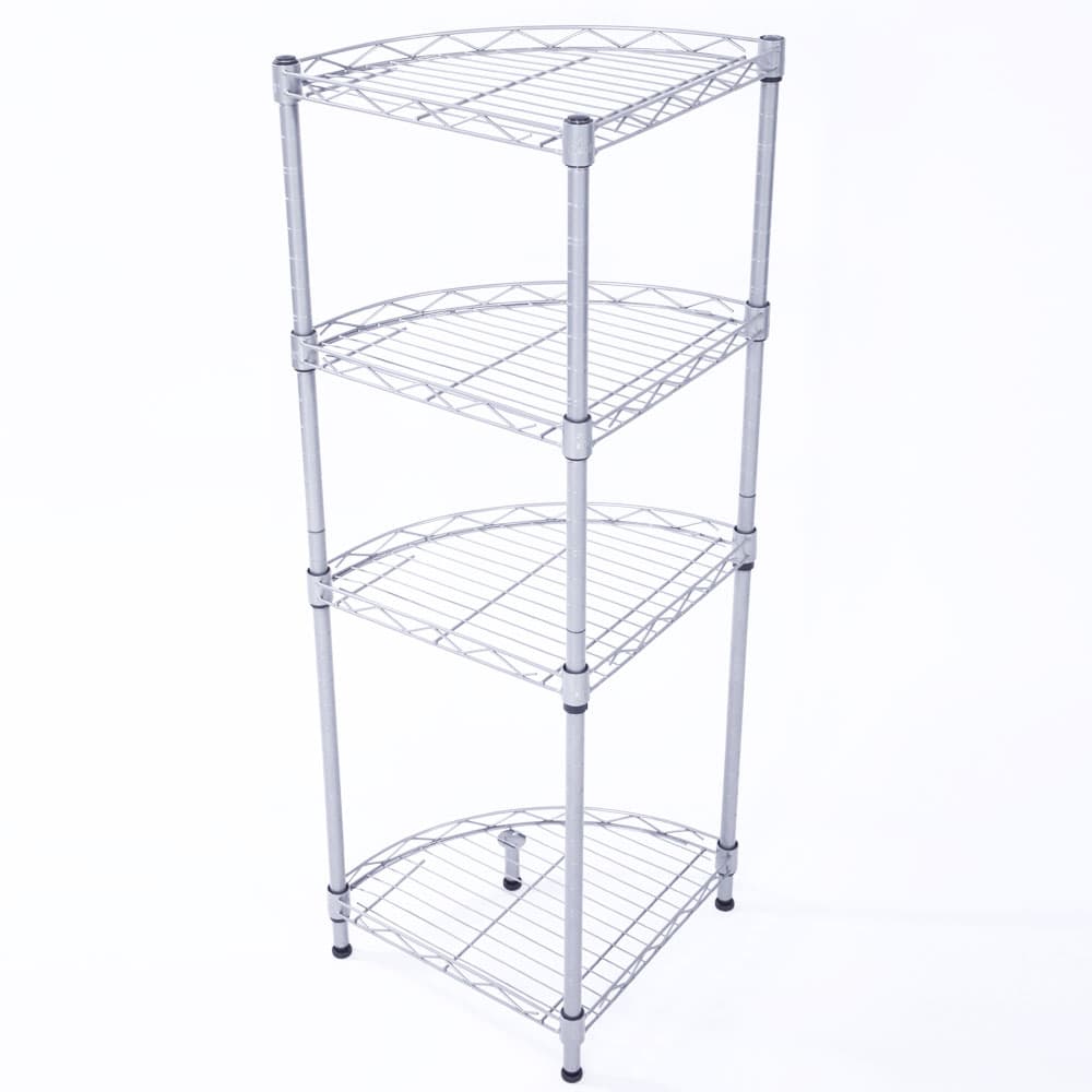 Scaffale metallico a 4 ripiani in rete metallica per il magazzinaggio di lavanderia, bagno, cucina, dispensa e armadio
