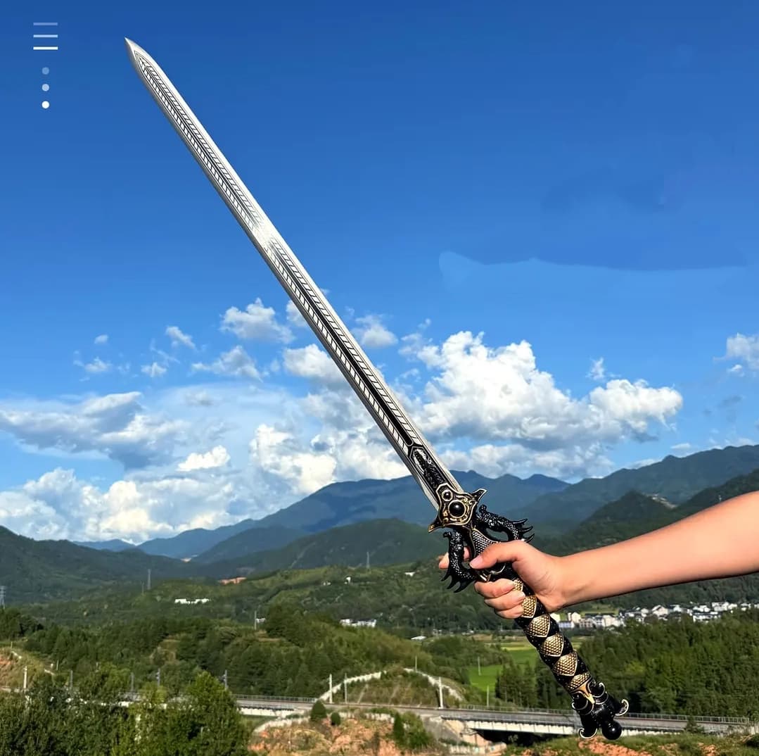 Épée Mofeng Noire d'une pièce en acier au manganèse haut de manganèse de la ville de Longquan, arme froide collectible non aiguisée, non destinée à l'autodéfense