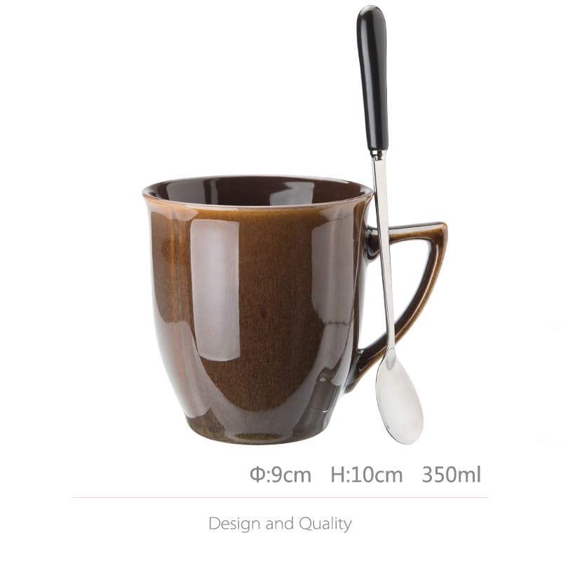 Große Retro-Keramik-Tasse für Frauen mit Deckel
