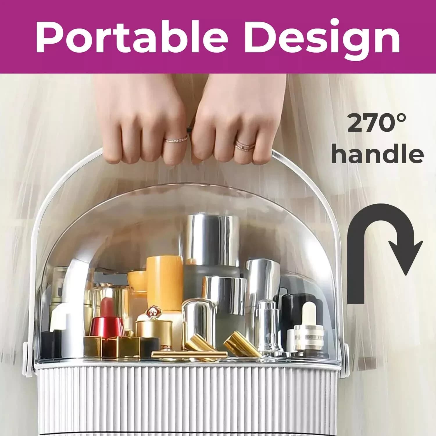 Organizzatore cosmetico XL grande per trucco, vanity case con cassetti, contenitore per lo skincare