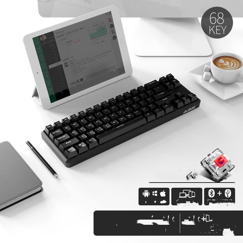 Keybord mikaniki Blackmail K870T bilā wāy fāyī blūtūth maʿa kābil rajīm mizdajjaj RGB 87 miftāʕan mubākhīyā wa-lʿub wa-hātif muḥammal wa-lūḥ ʾībād