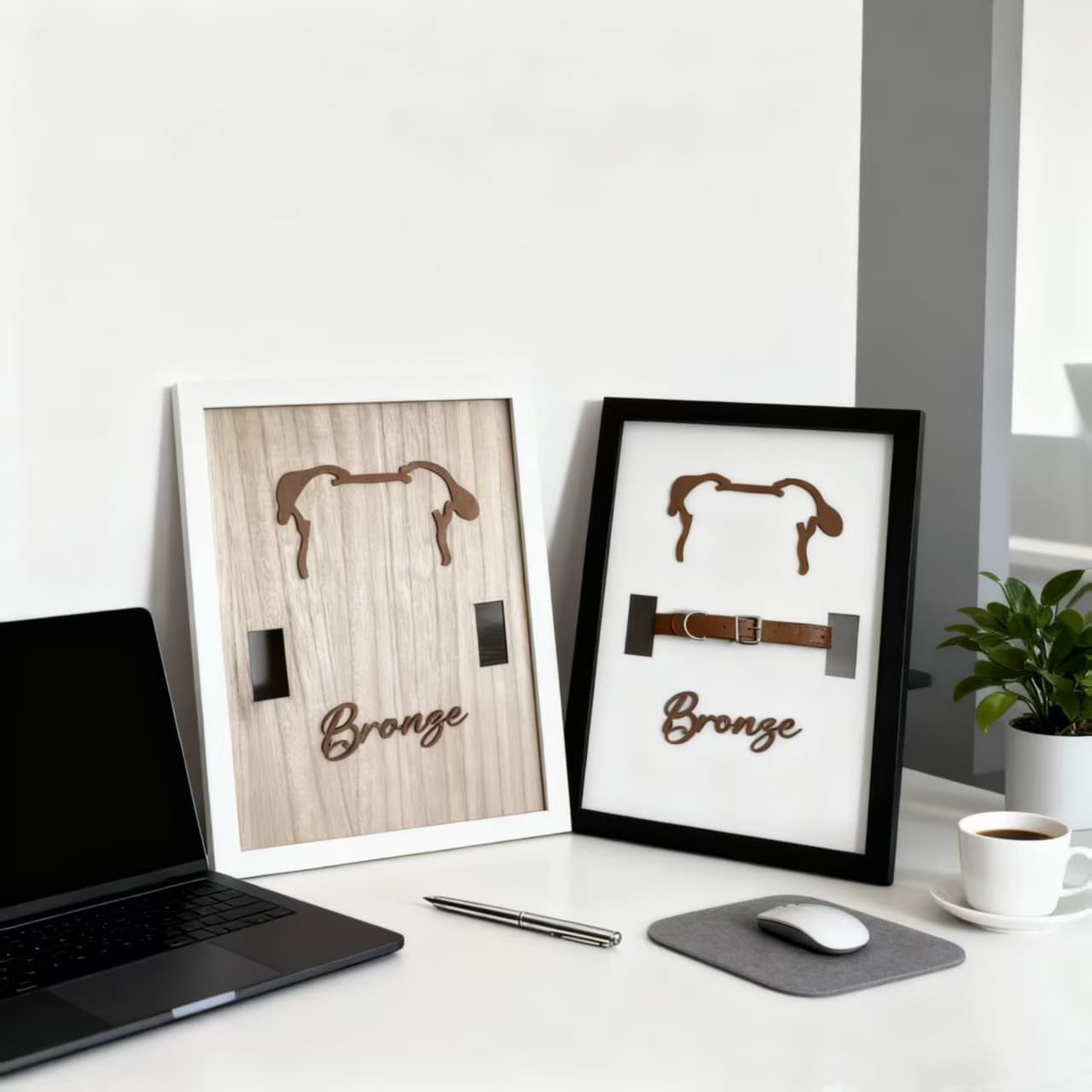 Personalisierte Hundedenkmal-Schleifenrahmen, Holzhunderfigur-Fotorahmen, Pet-Loss-Andenkenrahmen