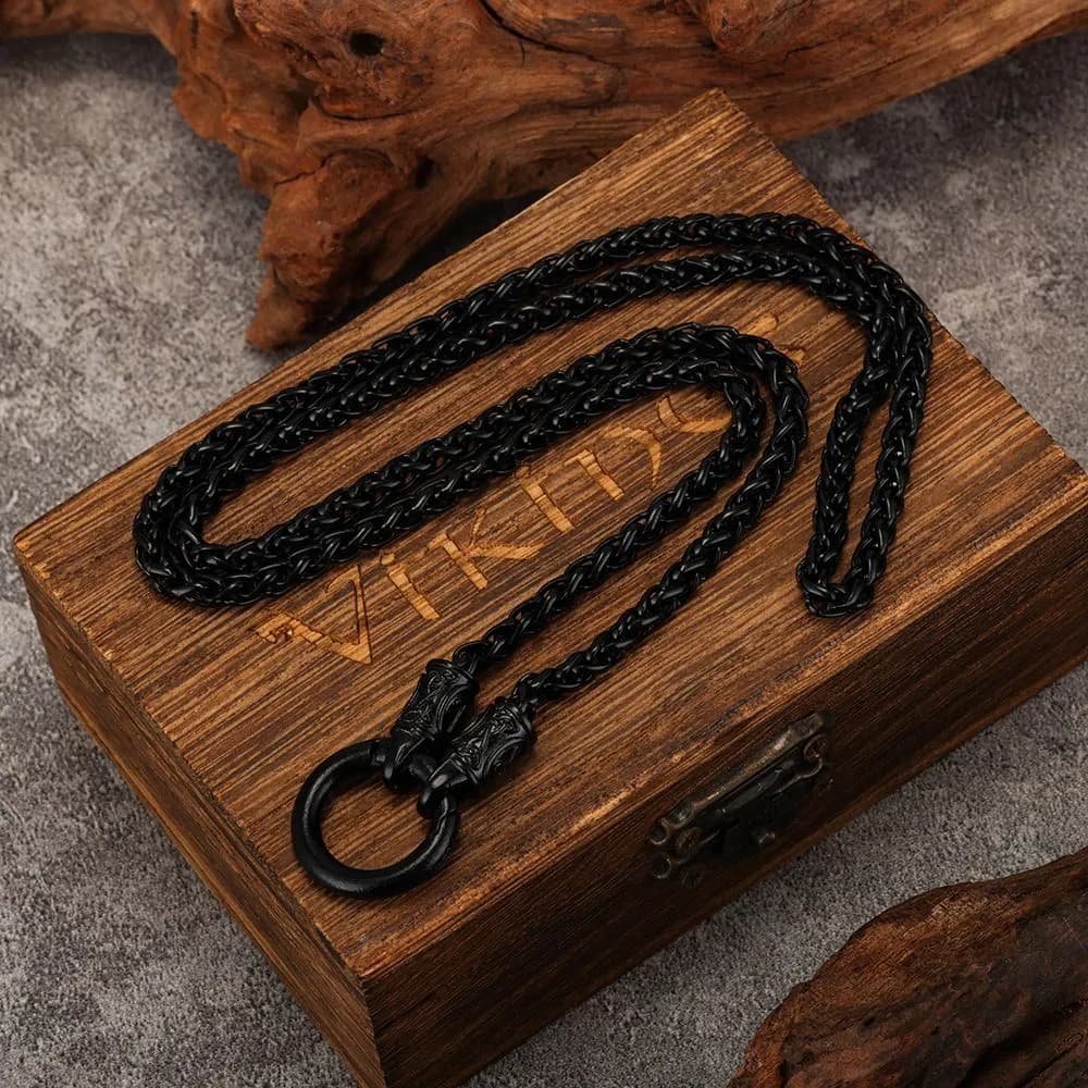 Collana a anello intagliato vintage, stile vichingo, per uomini