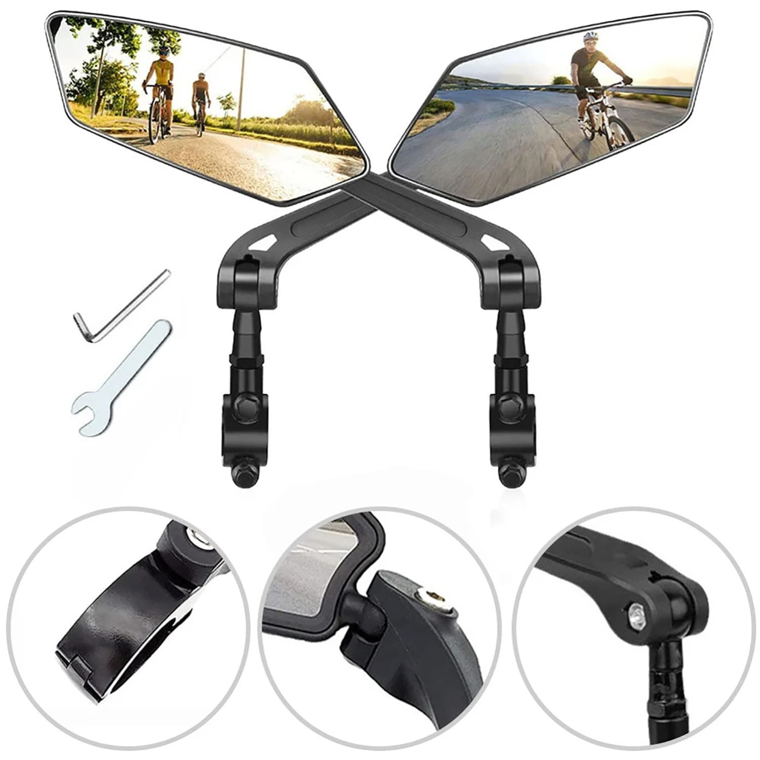 Espejo retrovisor de bicicleta giratorio en forma de diamante