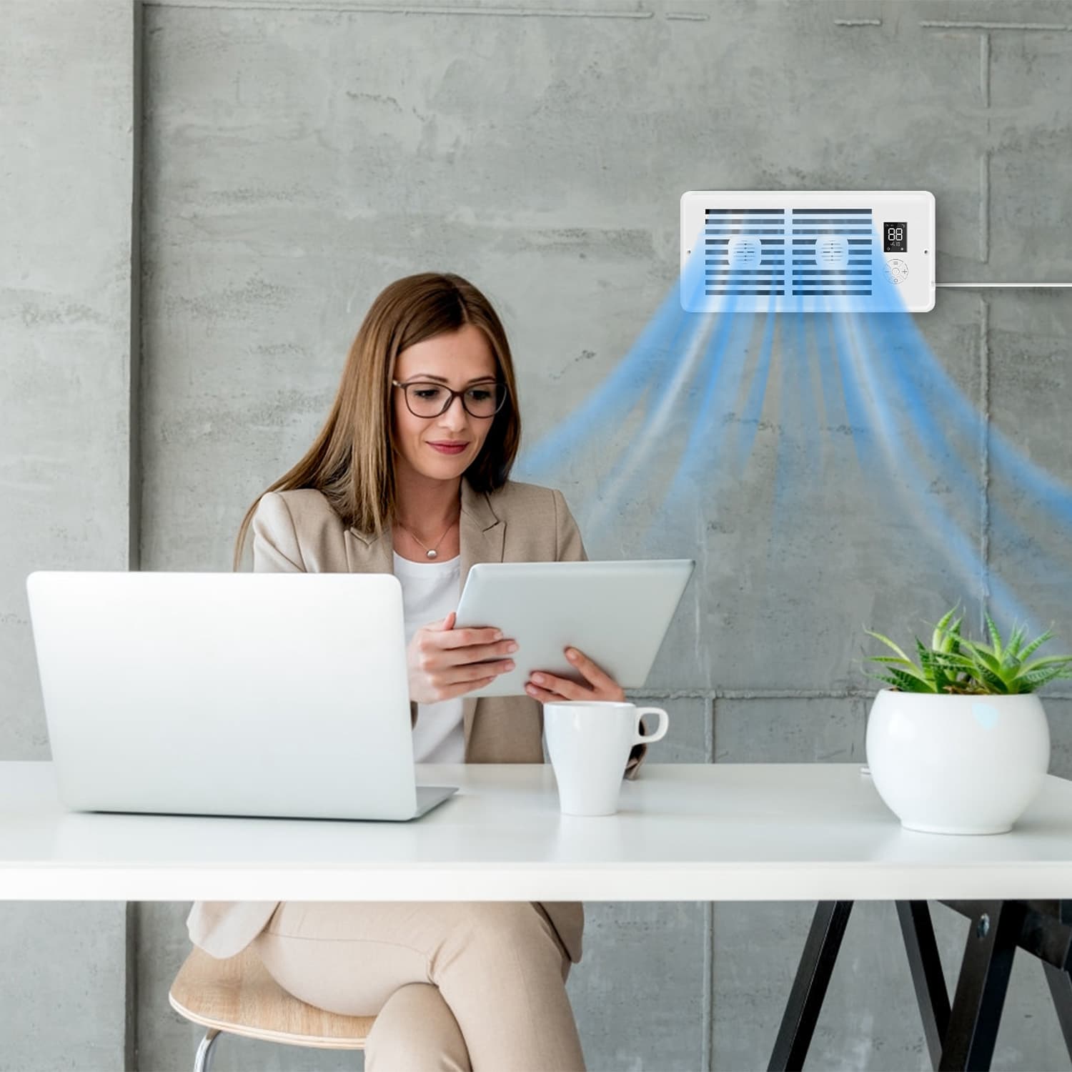 Register Booster Fan Smart AC Vent Booster Fan Fit 4in Plus 10in Register Holes With 3 Modes 10 Speeds 2H 4H Timer LCD Screen 2 Scent Diffuser Slots R