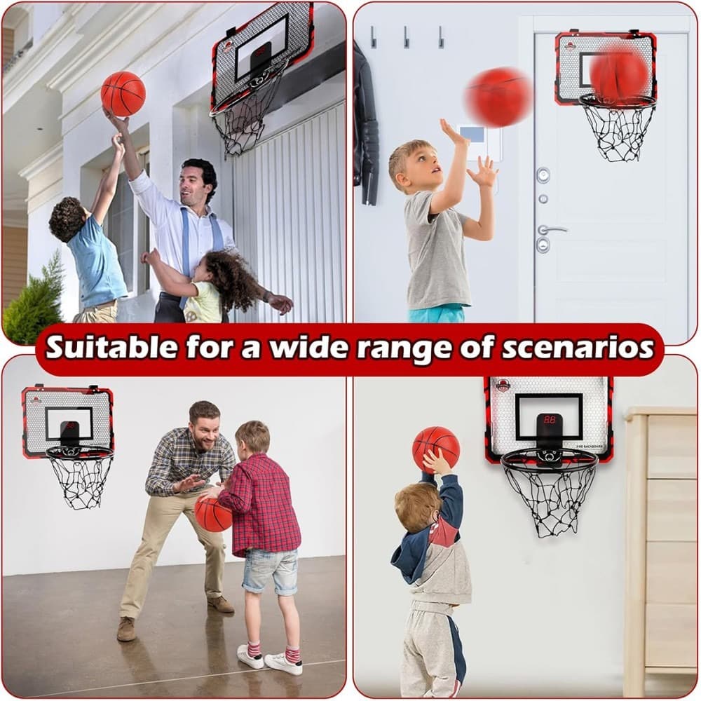 Canasta de baloncesto interior para niños, canastas de baloncesto miniaturas sobre la puerta con LED, Reino Unido