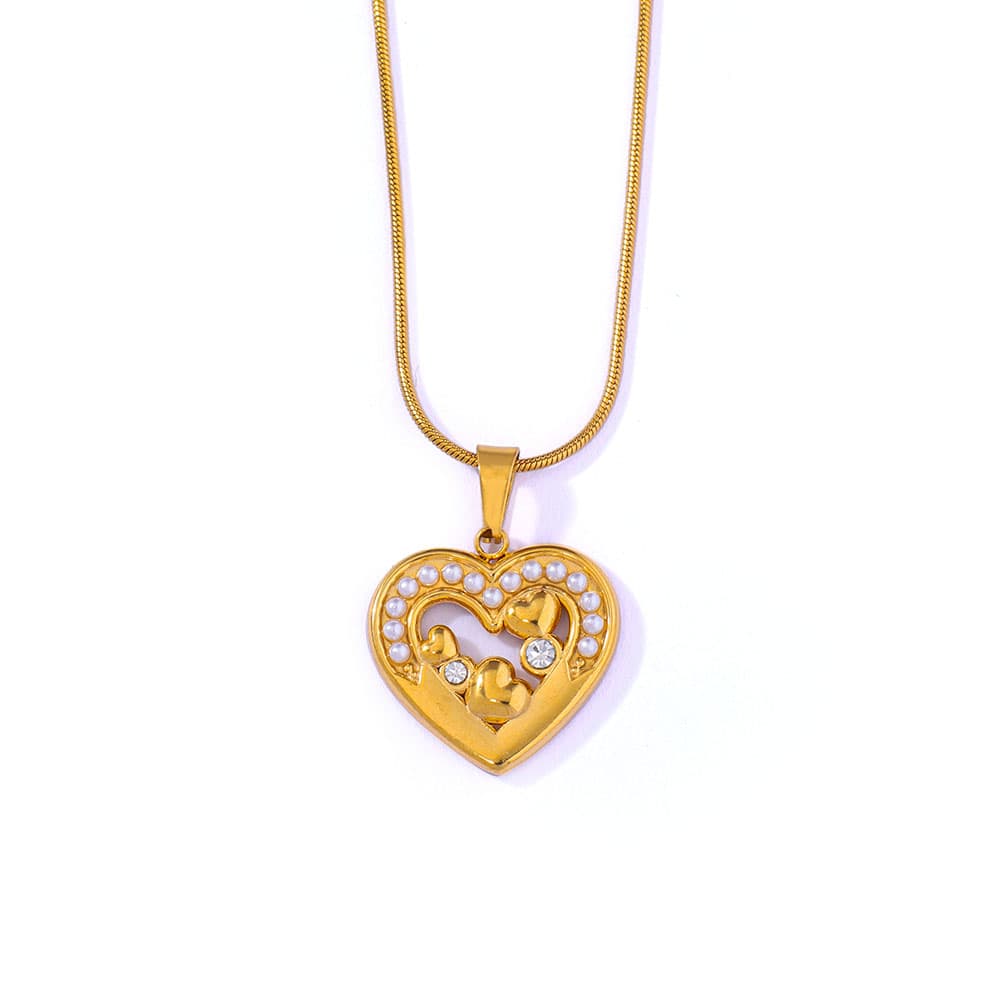 Collana pendente a forma di cuore svuotata in acciaio inossidabile