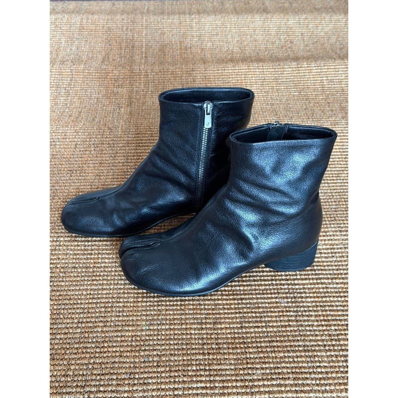 Bottes mi-mollet noires pour femme à talon épais