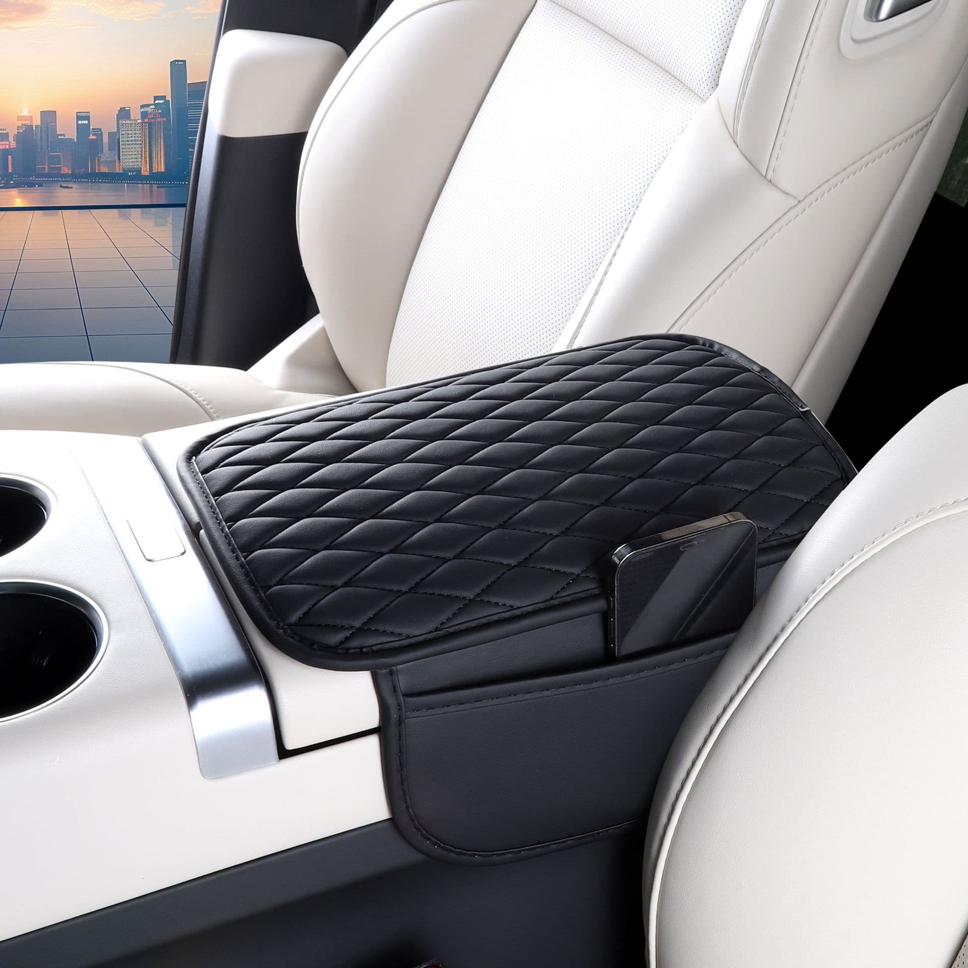 Coussin d'accoudoir de console centrale de voiture imperméable avec rangement