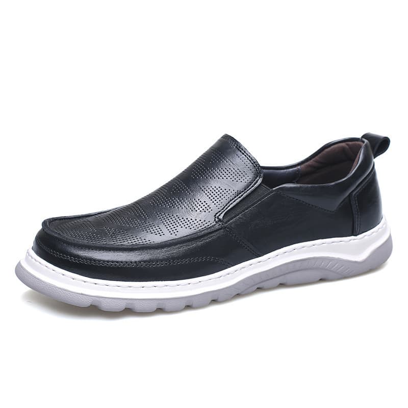 Herren Loafer Lederimitat Perforation Schwarz Braun
