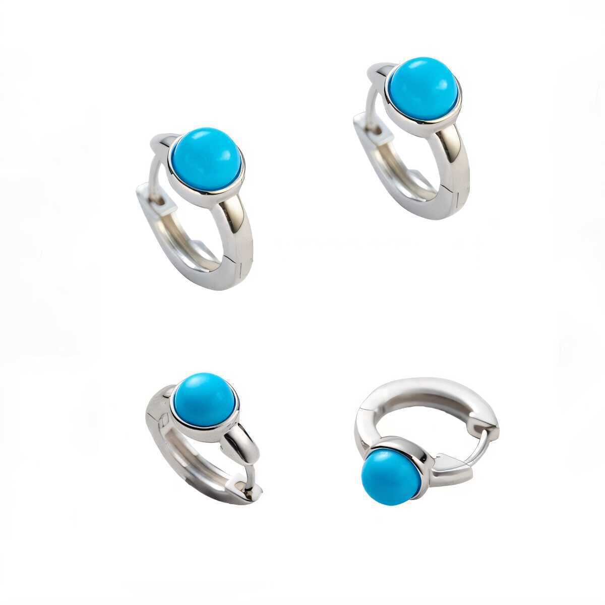 Boucles d'oreilles turquoise minimalistes rétro pour femmes