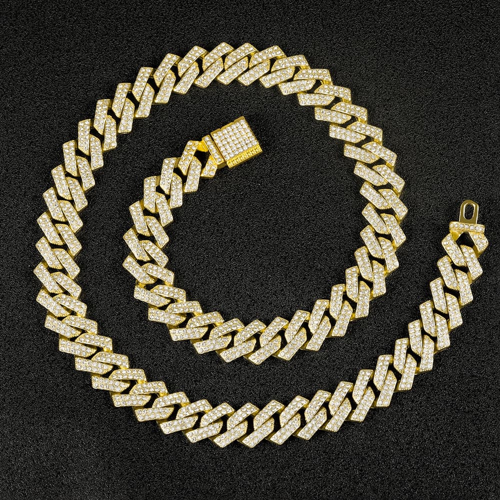 Collier hip-hop à charnière incrusté de diamants de 15 mm en forme de diamant