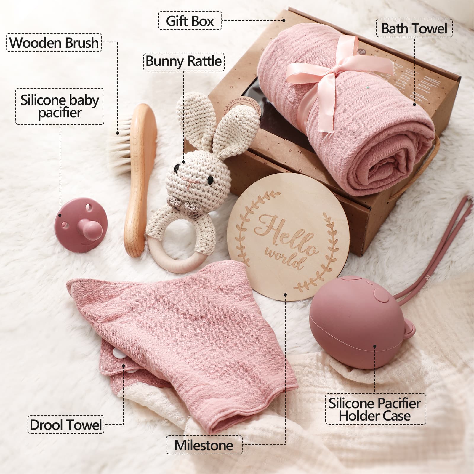 Handheld Gift Towel Wool Brush Baby Drool Towel Pacifier Set