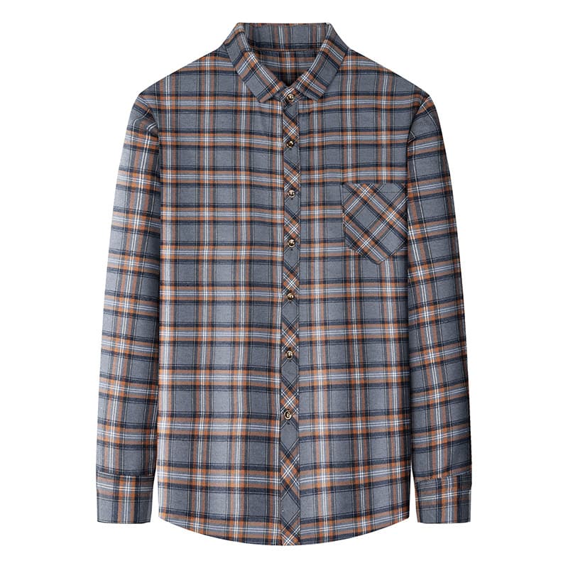 Chemise imprimée à manches longues à carreaux, respirante et élégante, pour hommes d'âge moyen