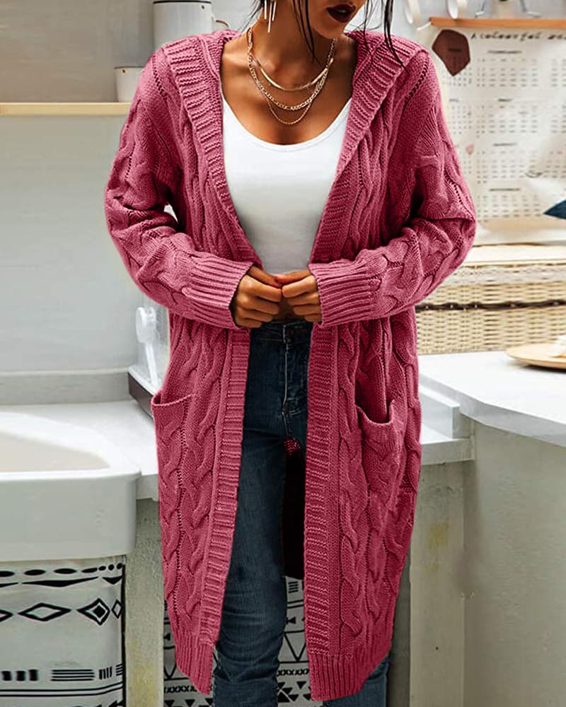 Damen Strickjacke Midilänge – Lockerer Cardigan mit langen Ärmeln