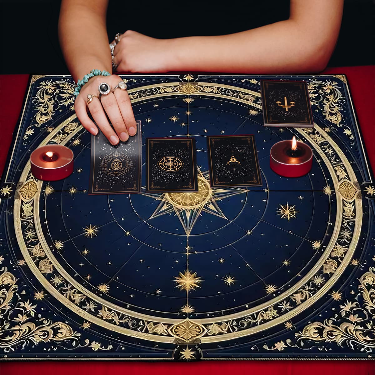 Velvet-Tischdecke Mond & Sonne Geometrisches Tarot