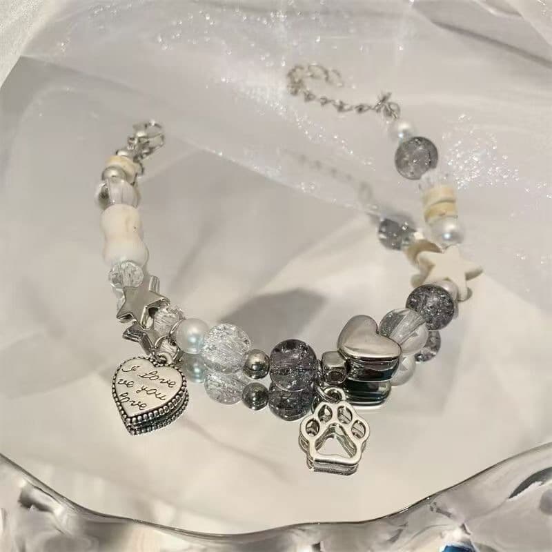 Bracelet en forme de petite patte de chat os de chat étoile privée d'oxygène pour femmes