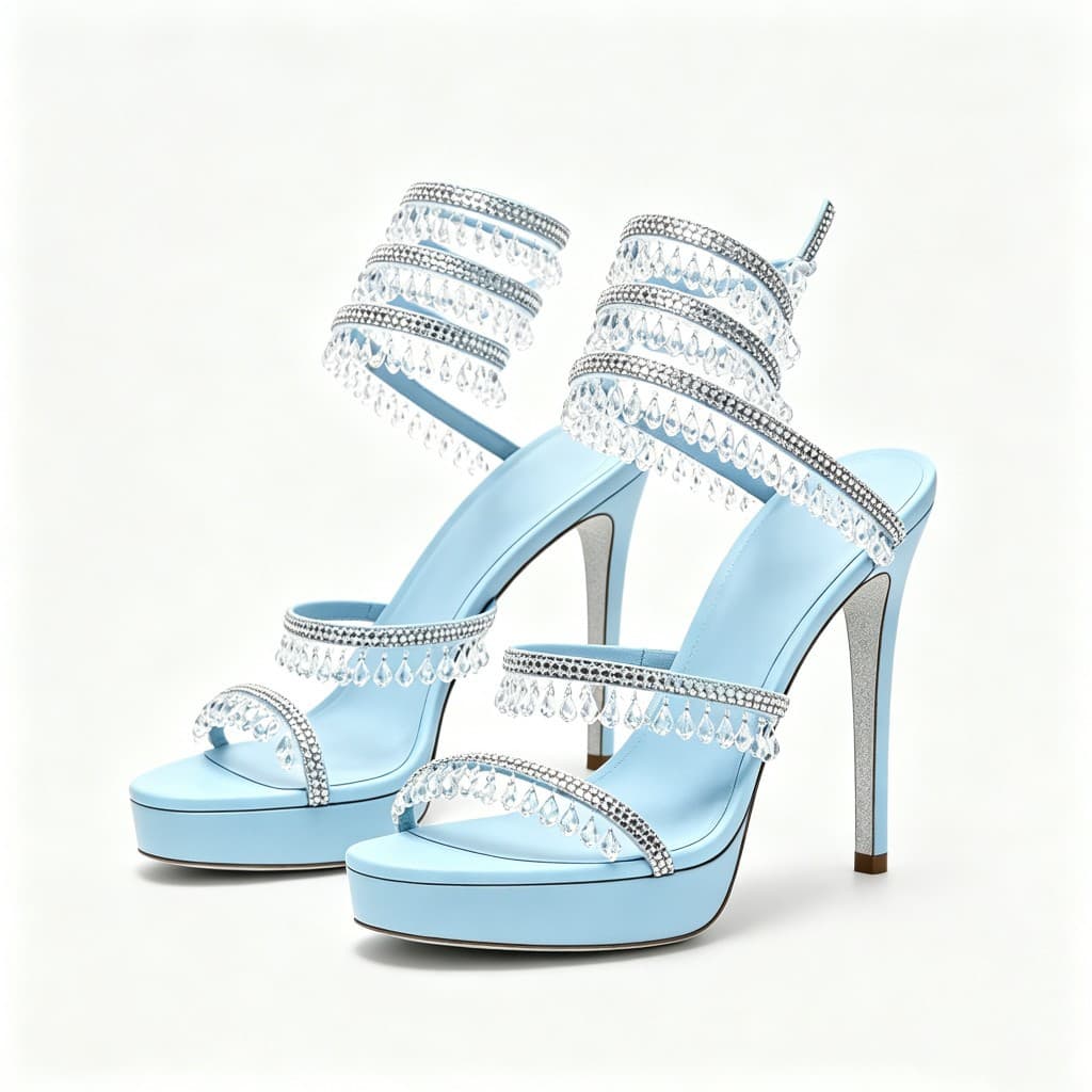 Sandales à talon aiguille ornées de perles et strass