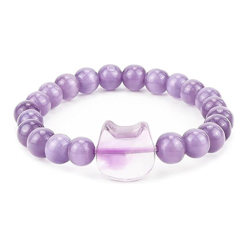 Silbernes Tigereye-Amethyst Katzen-Anhänger-Armband
