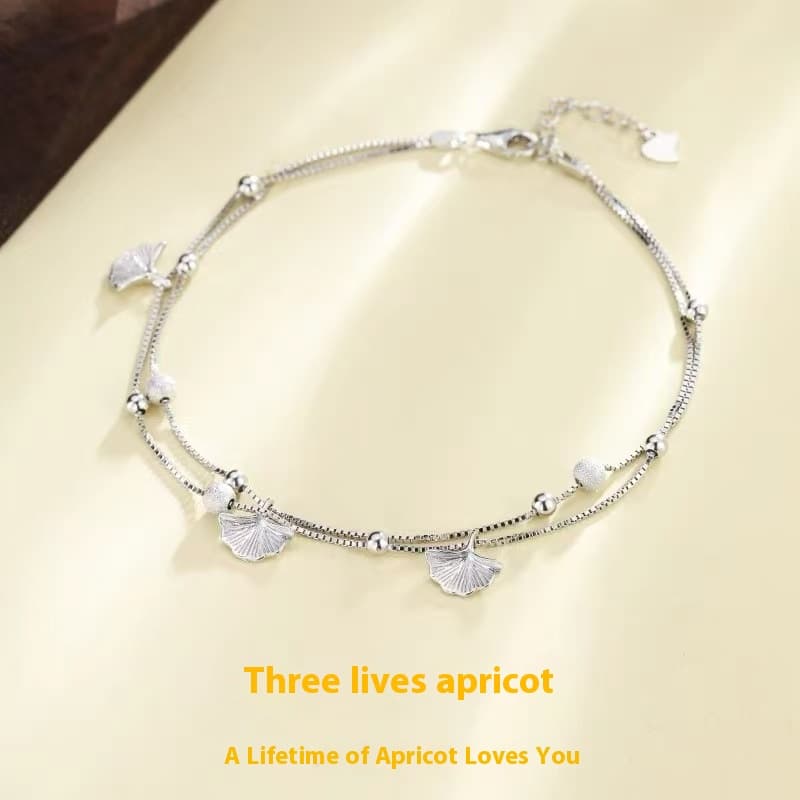 Silver Ginkgo Leaf Bracelet for Women