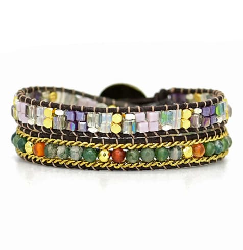 Jagged Stone Crystal Wrapped Armband im Bohemian-Stil
