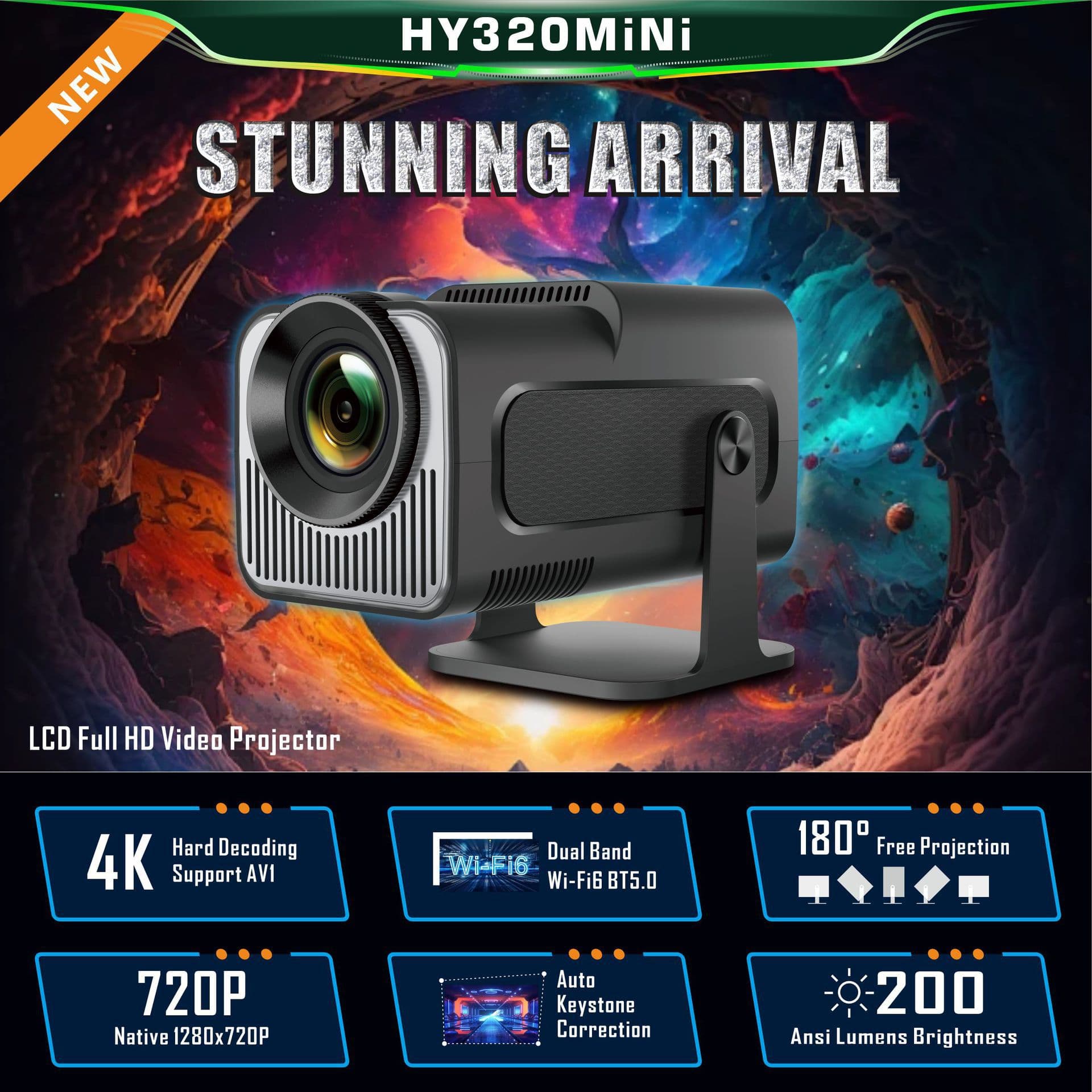 HY320 Mini Beamer 720P Android System