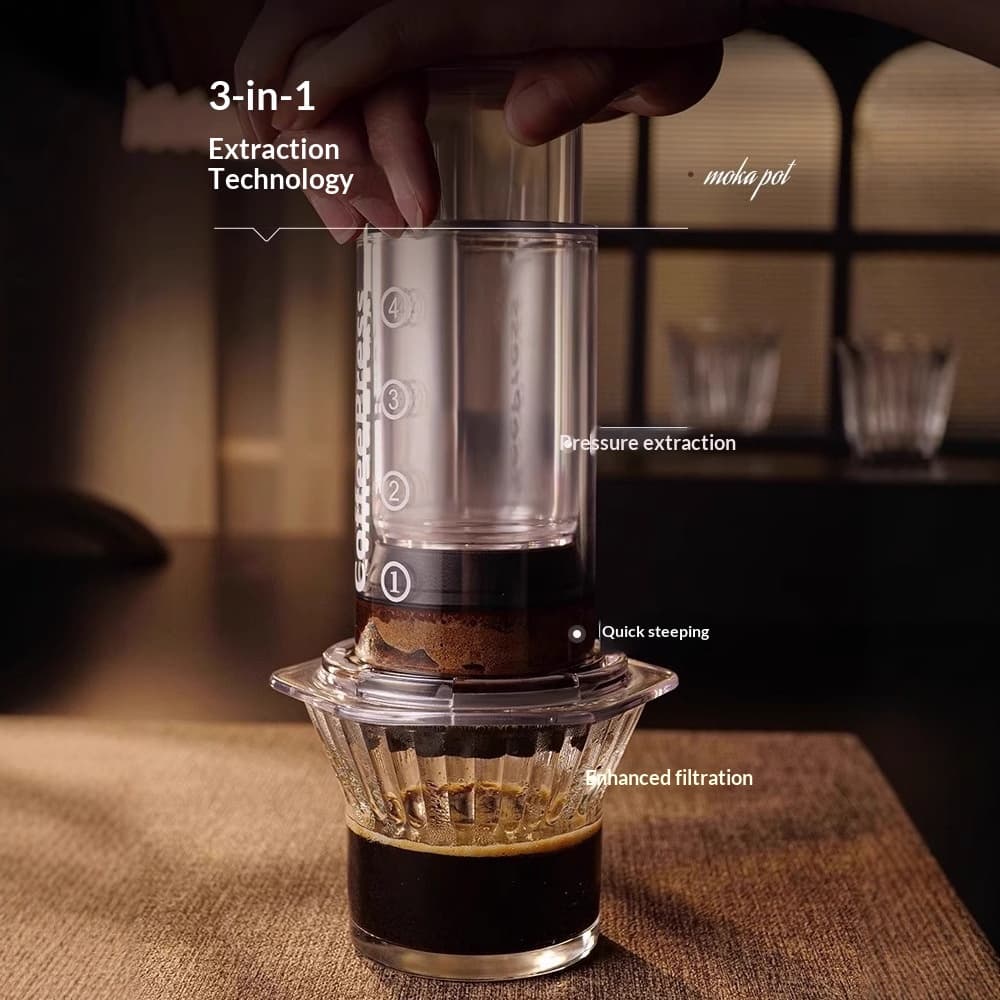 Transparente Outdoor Portable Handdruck-Kaffeemaschine