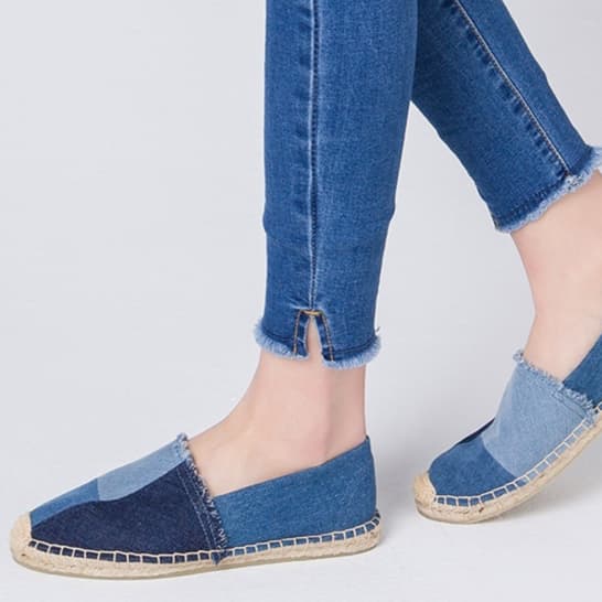 Damen Loafer im Harajuku-Stil aus Denim, flache Canvas-Schuhe