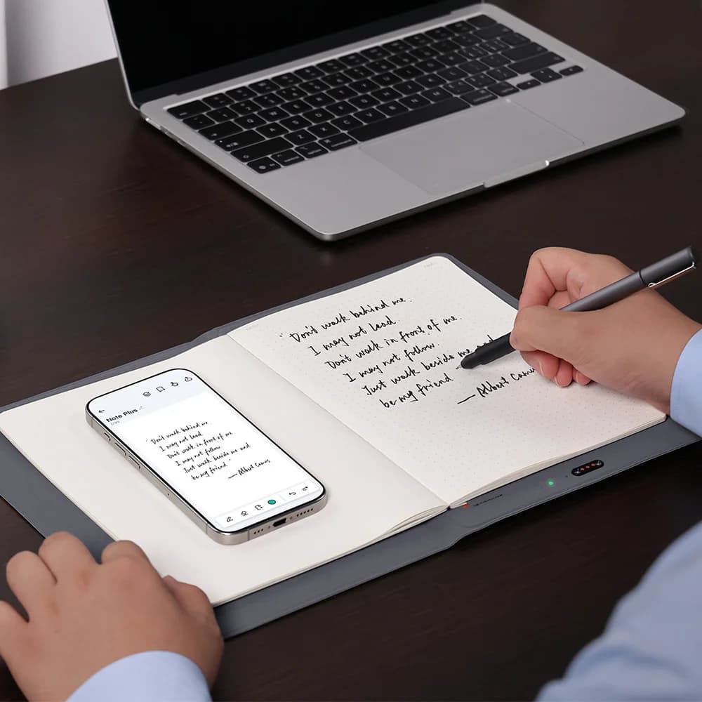 ملاحظات ذكية XPPen Note Plus مع ورق A5، بطارية 1000mAh، قلم حبر ذكي، يدعم الاتصال اللاسلكي البلوتوث مع أجهزة Android/iOS.