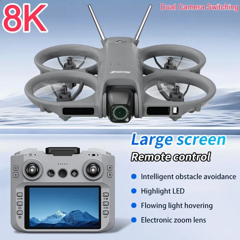 Drone de cámara 8K ESC con posicionamiento óptico de flujo y evasión de obstáculos inteligente 360° Protección-dron cuádrico 360° Drone RC rodante