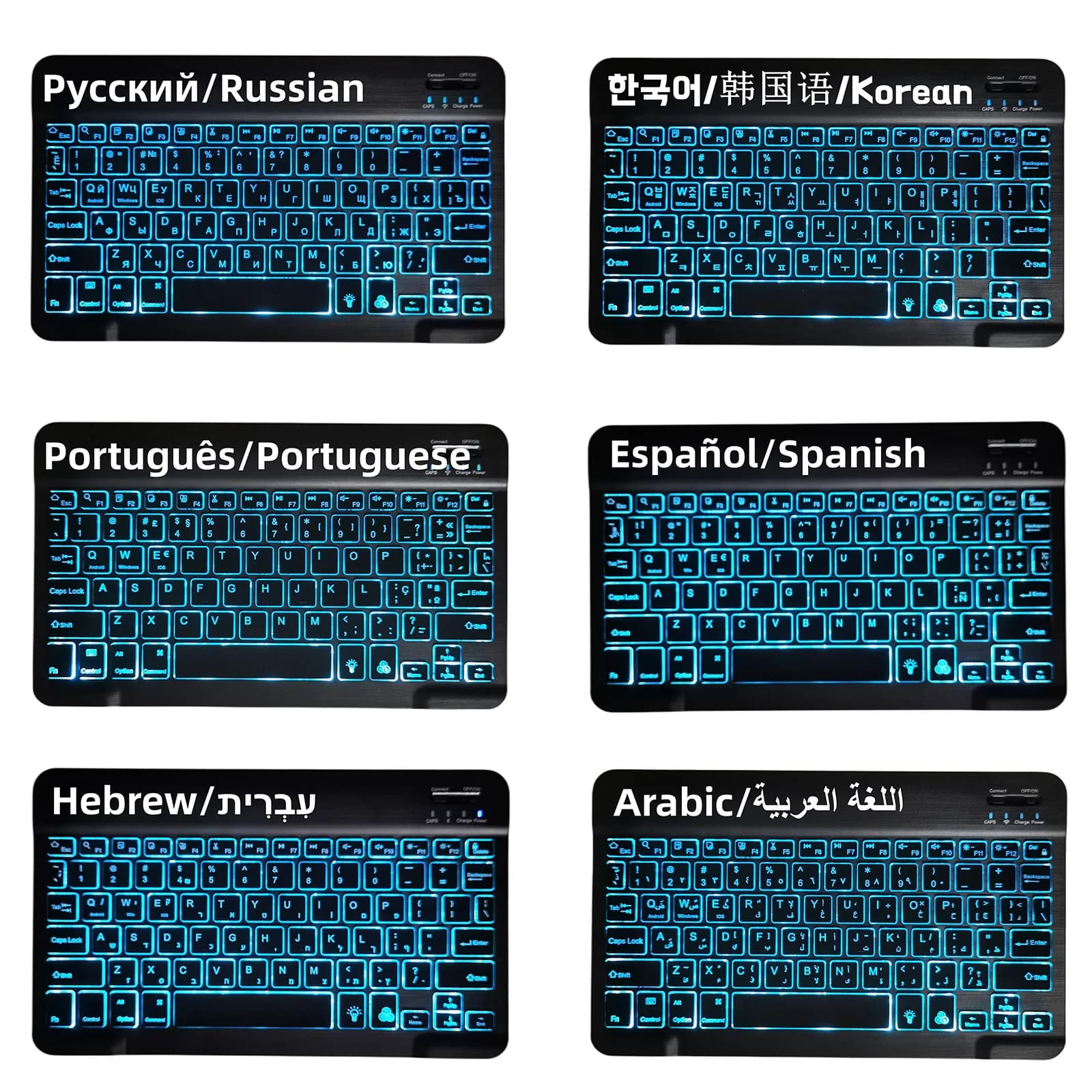 لوحة مفاتيح بلوتوث RGB ذات 7 ألوان - لاسلكية وقابلة لإعادة الشحن