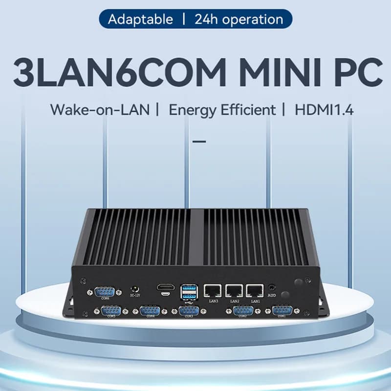 Industrial Mini PC Intel Core i7-1165G7 supporting Linux Pfsense WiFi, 4G/5G LTE computer with 2xUSB3.0, 4xUSB2.0, 1xHDMI1.4, 6xRS232