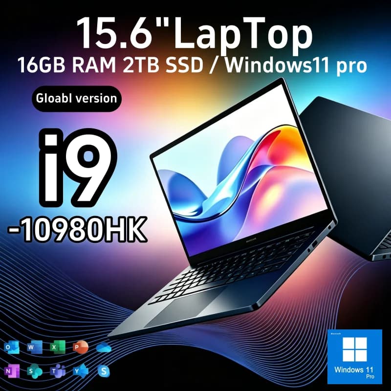 15,6 بوصة لابتوب فائق رقيق إنتل كور آي9-10980 إتش كي 16 جيجابايت رام 1 تيرا بايت / 2 تيرا بايت SSD فتح بواسطة بصمة الأصابع ويندوز 11 لابتوب ألعاب و أعمال