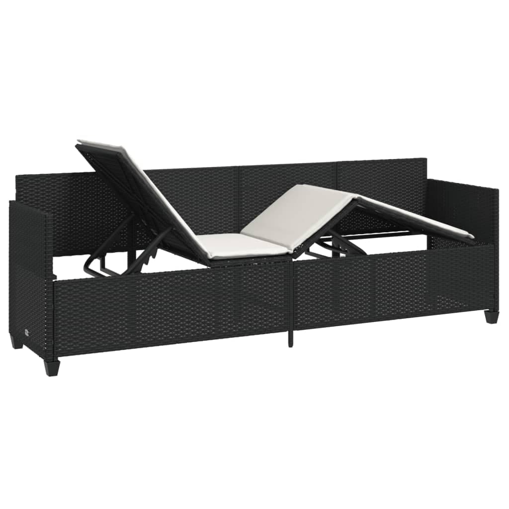 Chaise longue avec coussin en polyrattan