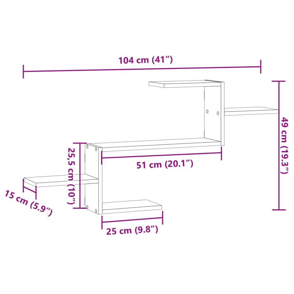 Wandregal 104 cm aus Holzwerkstoff