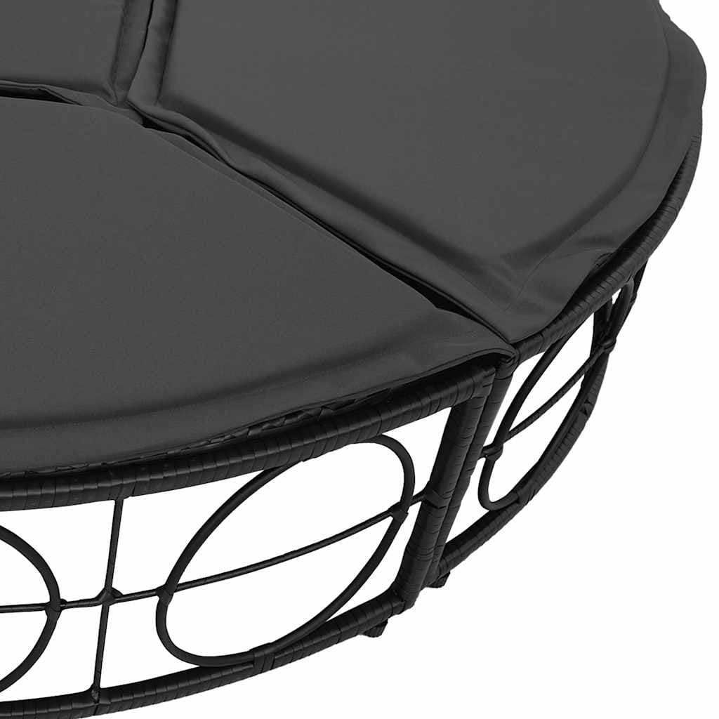 Outdoor-Liege mit Überdachung und Polstern, Polyrattan