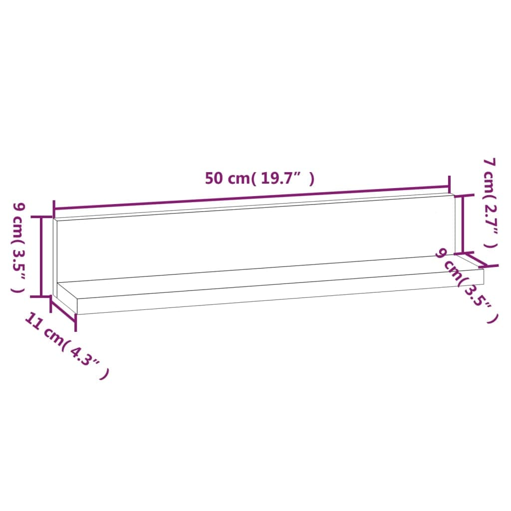 Wandregale 2 Stück 50 cm Massivkiefer
