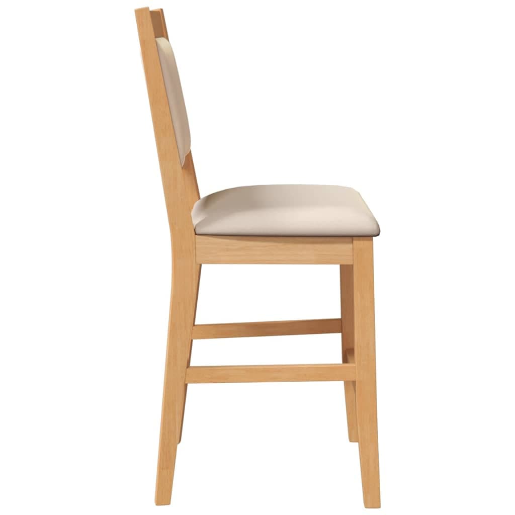 Barhocker 2er-Set mit Sitzpolstern, Massivholz Natur
