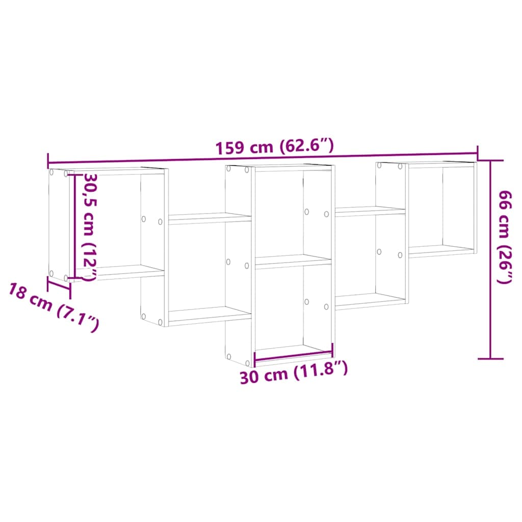 Wandregal 159 cm Holzwerkstoff Betongrau