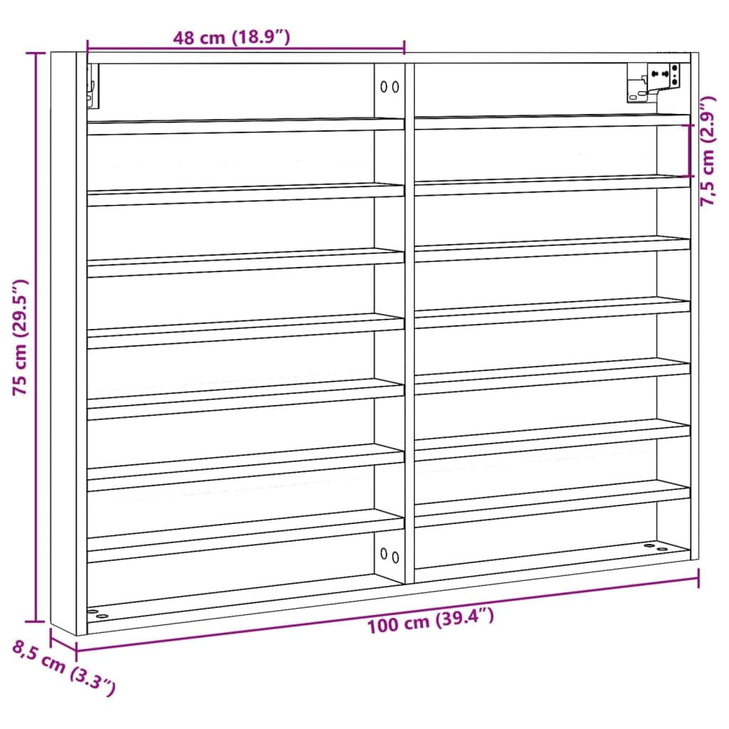 Vitrine 100x8 aus Holzwerkstoff
