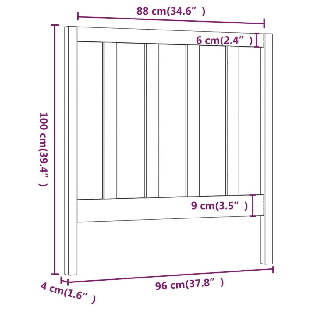 Massivkiefer Kopfteil 96 cm