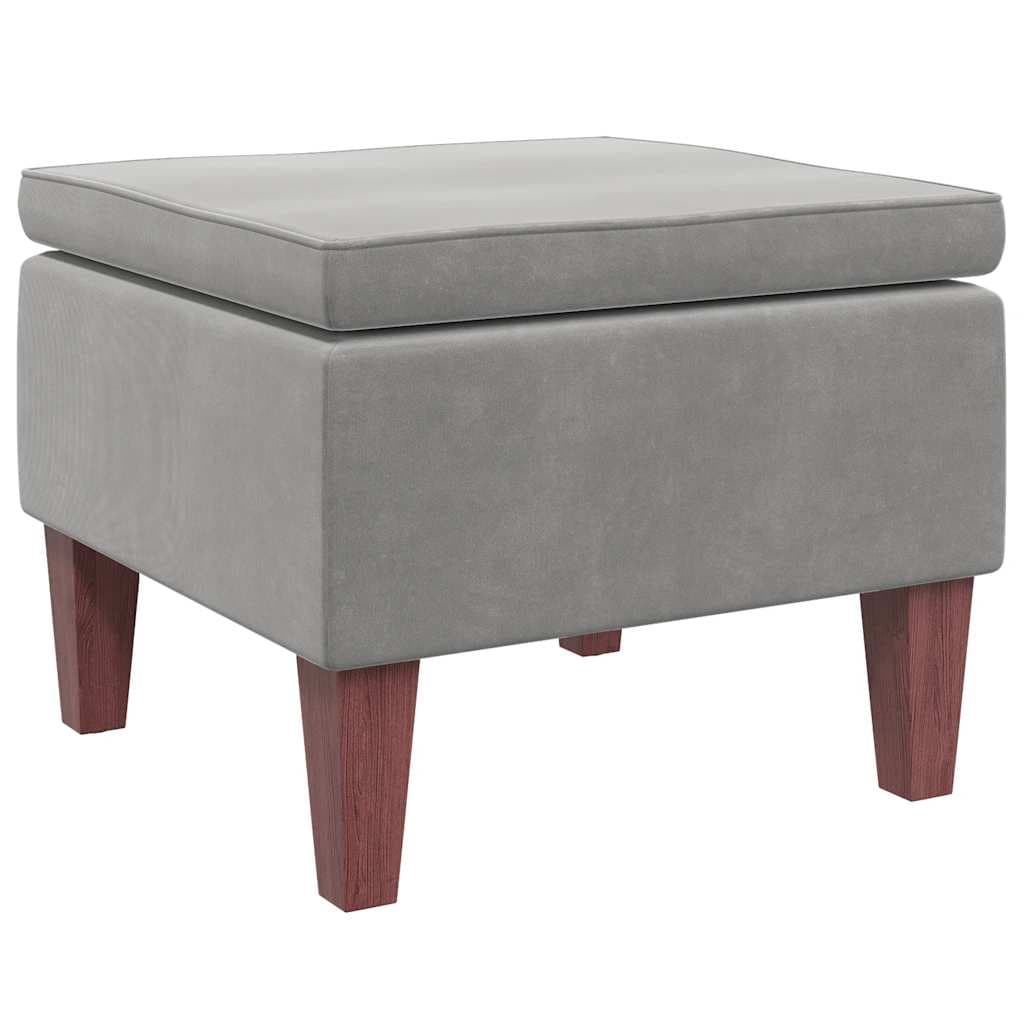 Taburete con patas de madera y asiento de terciopelo