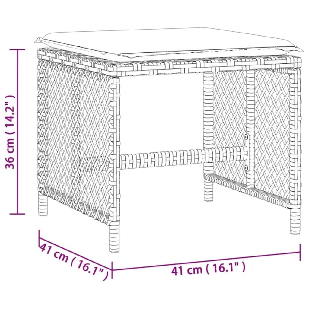 Gartenhocker mit Polstern 4er-Set Poly